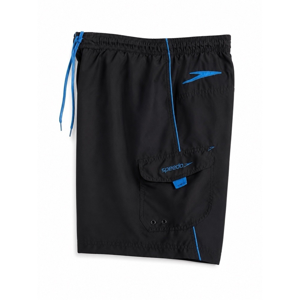 Speedo‎ XL Swim Trunks Black & Blue Board Shorts Swimwear Surf Wear Aloha - Picture 3 of 3